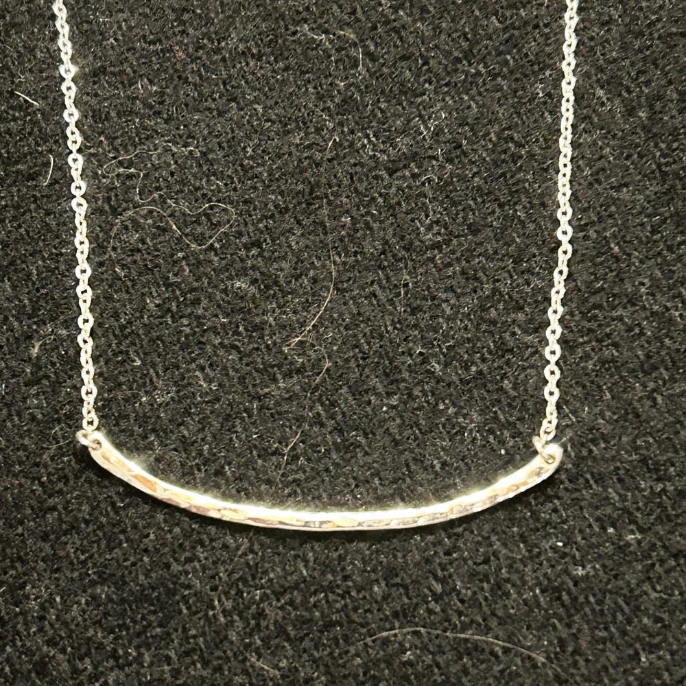Gorjana Silver Minimalist Necklace with Curved Bar Pendant